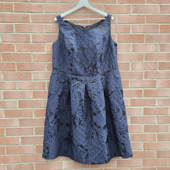 Talbots Loire Jacquard Dress Navy Size 12W - Picture 2 of 6